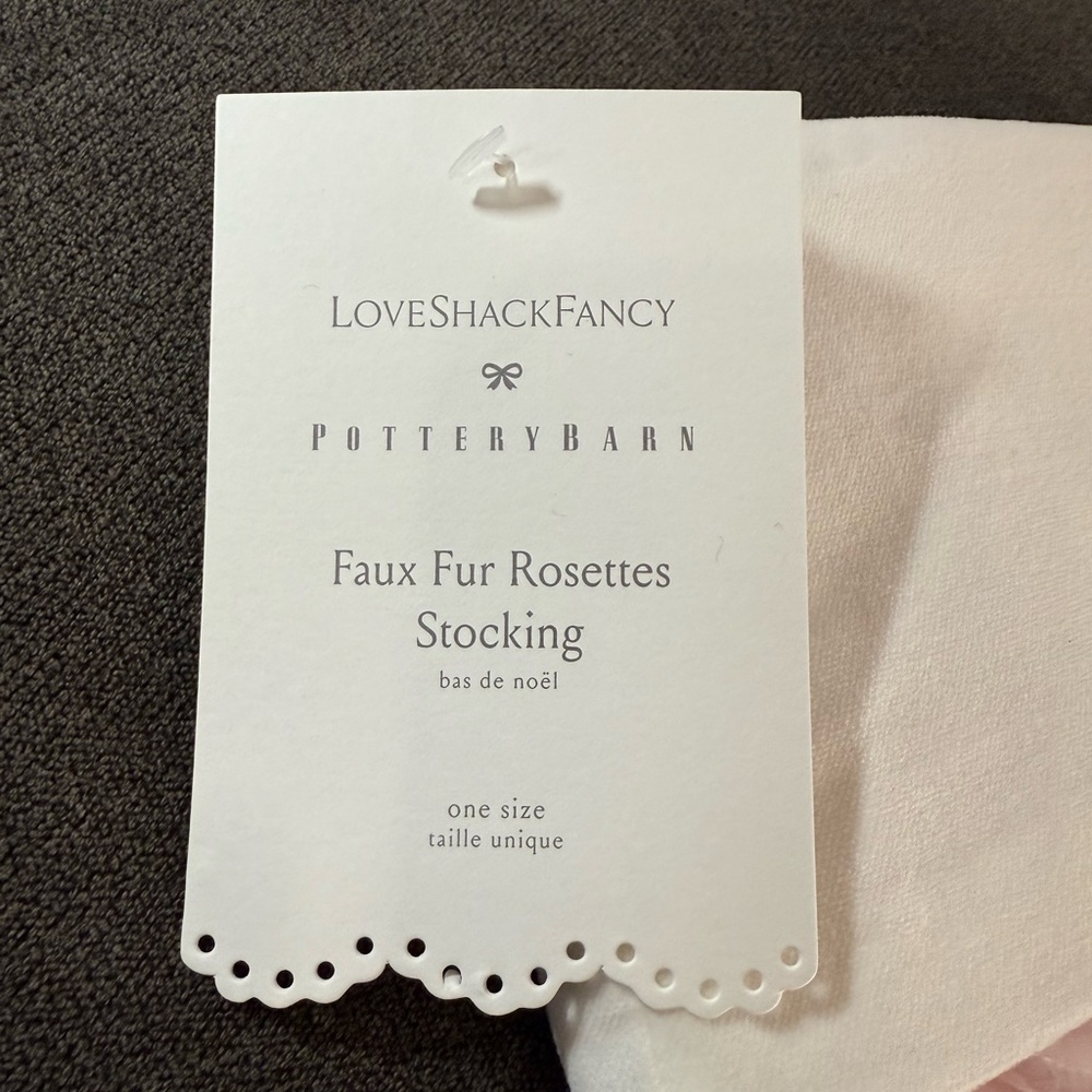 Pottery Barn LoveShackFancy Plush Pink Rosette Stocking - Picture 6 of 10